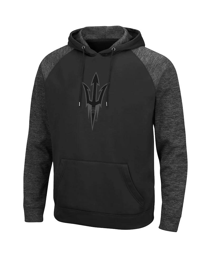 Men's Colosseum Black Arizona State Sun Devils Blackout 3.0 Tonal Raglan Pullover Hoodie