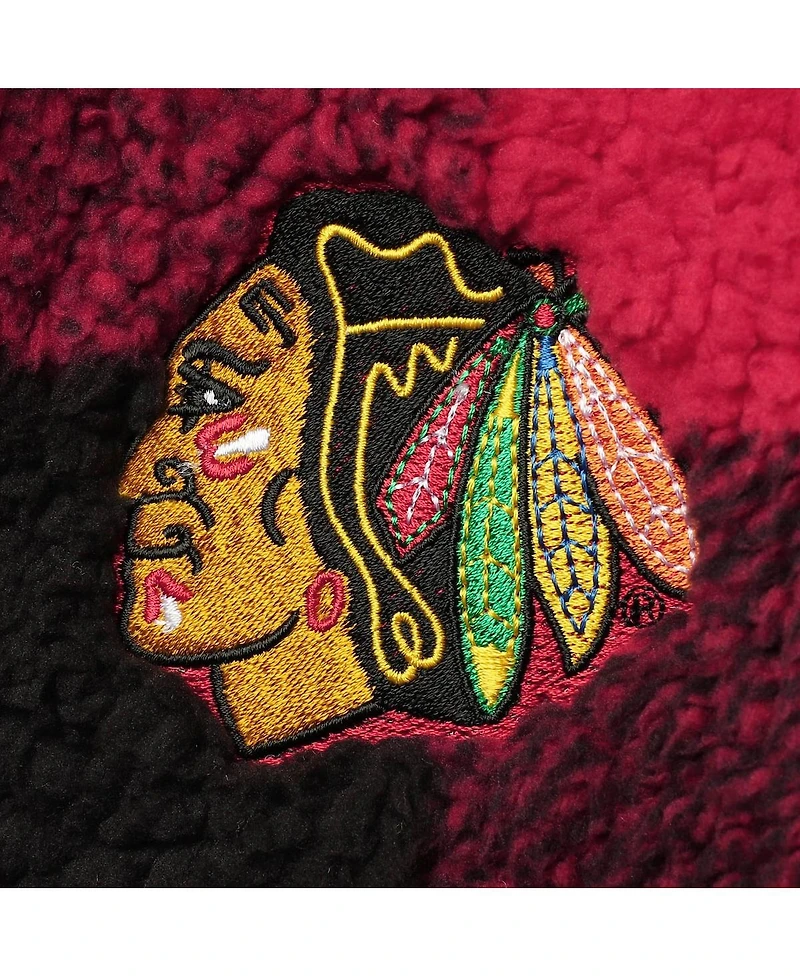 Women's G-iii 4Her by Carl Banks Red, Black Chicago Blackhawks Plaid Sherpa Quarter-Zip Jacket