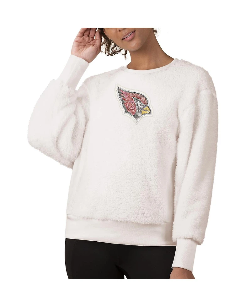 Women's Touch White Arizona Cardinals Milestone Tracker Pullover Sweatshirt