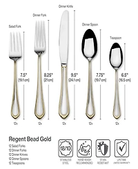 Mikasa Regent Bead Gold 65 Piece Flatware Set