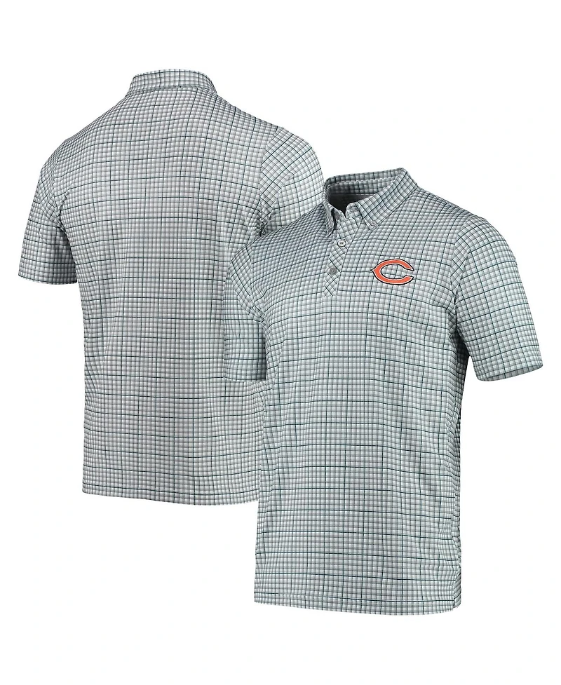 Men's Antigua Gray and Navy Chicago Bears Deliver Button-Down Polo Shirt