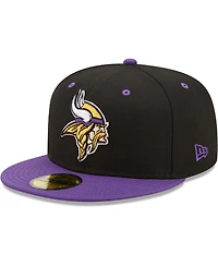 Men's New Era Black, Purple Minnesota Vikings Two-Tone Flipside 59Fifty Fitted Hat