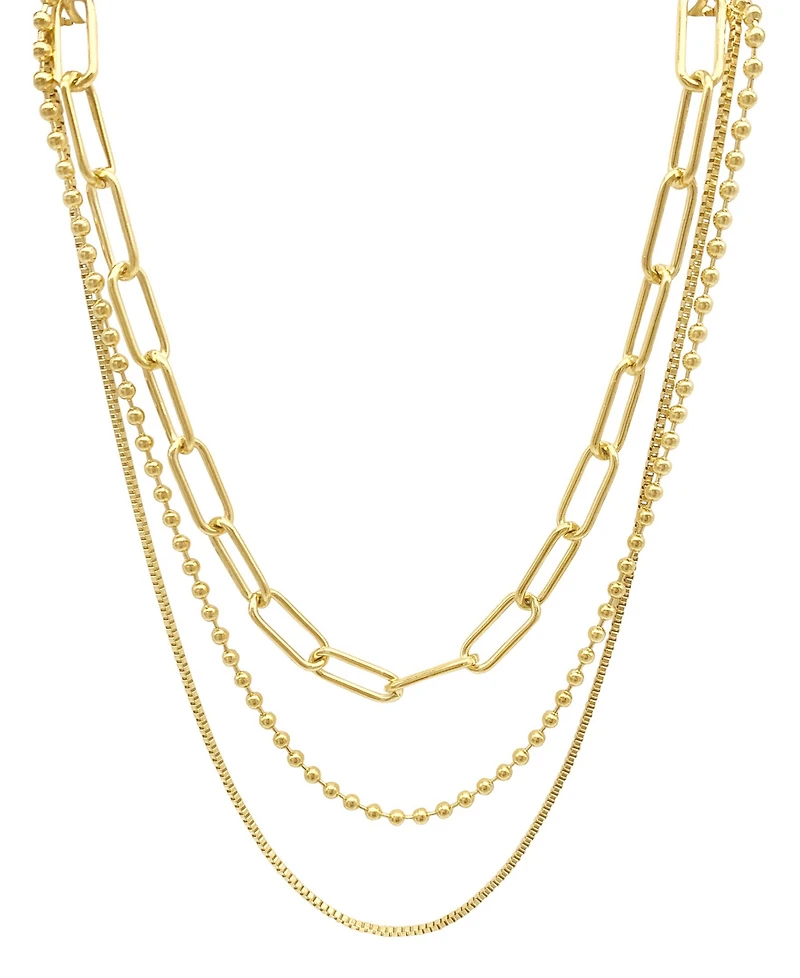 Adornia Box Chain, Ball Chain, and Oversized Paper Clip Chain Necklace Set
