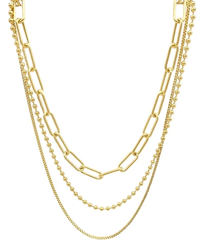 Adornia Box Chain, Ball Chain, and Oversized Paper Clip Chain Necklace Set