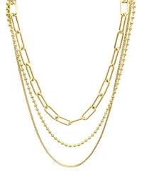 Adornia Box Chain, Ball Chain, and Oversized Paper Clip Chain Necklace Set