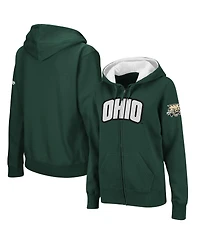 Women's Stadium Athletic Green Ohio Bobcats Arched Name Full-Zip Hoodie