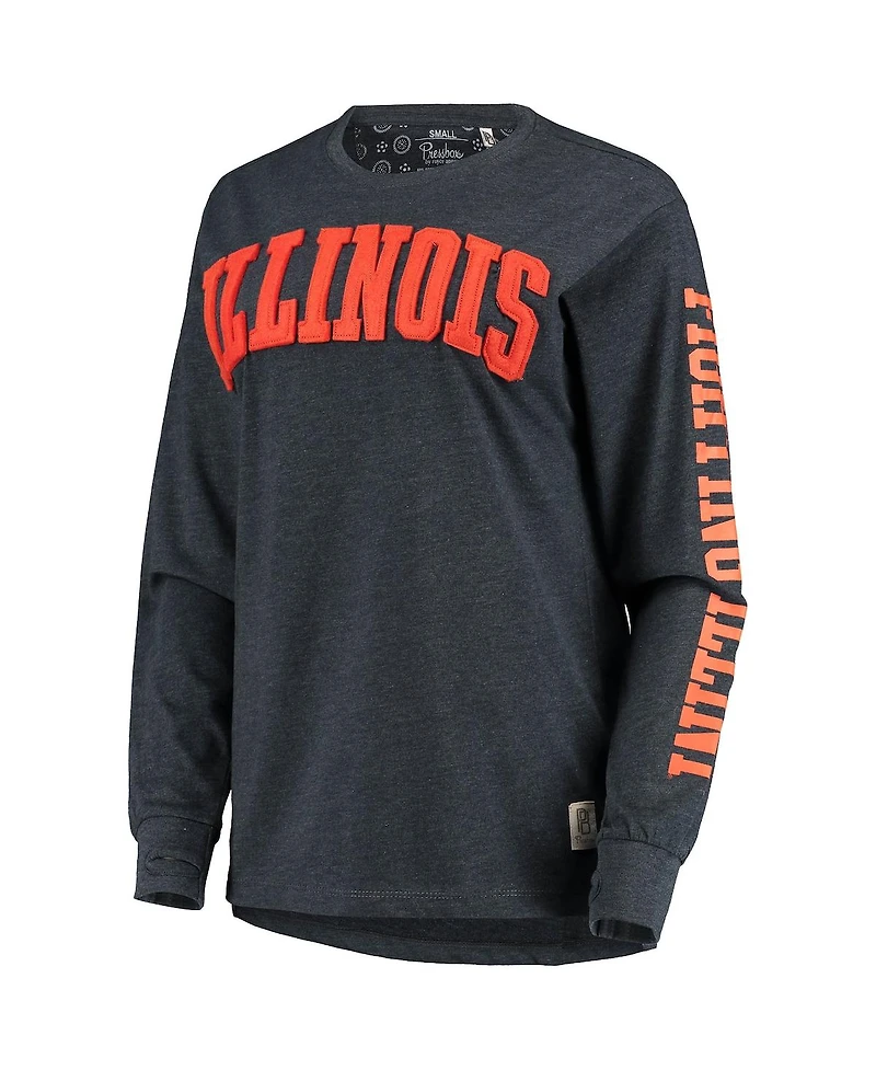 Women's Pressbox Navy Illinois Fighting Illini Two-Hit Canyon Long Sleeve T-shirt