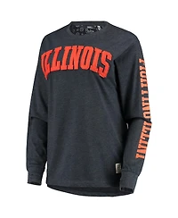 Women's Pressbox Navy Illinois Fighting Illini Two-Hit Canyon Long Sleeve T-shirt