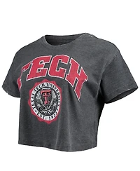 Women's Pressbox Black Texas Tech Red Raiders Edith Vintage-Like Burnout Crop T-shirt