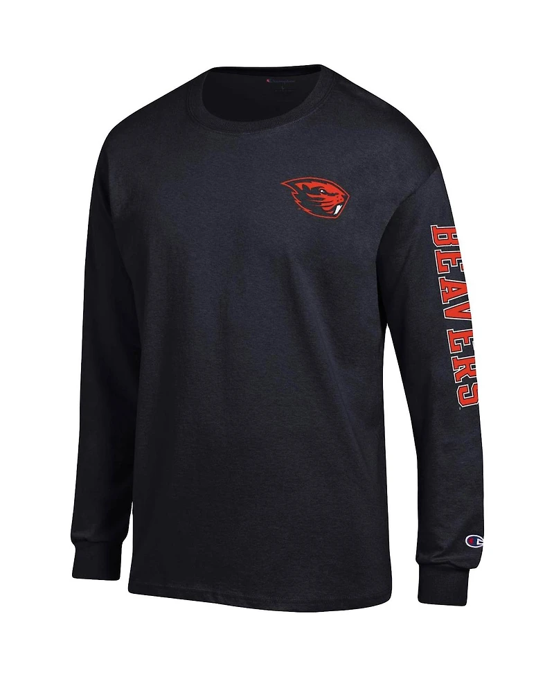Men's Champion Black Oregon State Beavers Team Stack Long Sleeve T-shirt