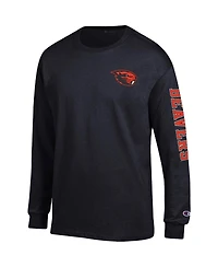 Men's Champion Black Oregon State Beavers Team Stack Long Sleeve T-shirt