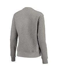 Women's Pressbox Heathered Gray North Carolina Tar Heels Moose Applique Quilted Crewneck Sweatshirt
