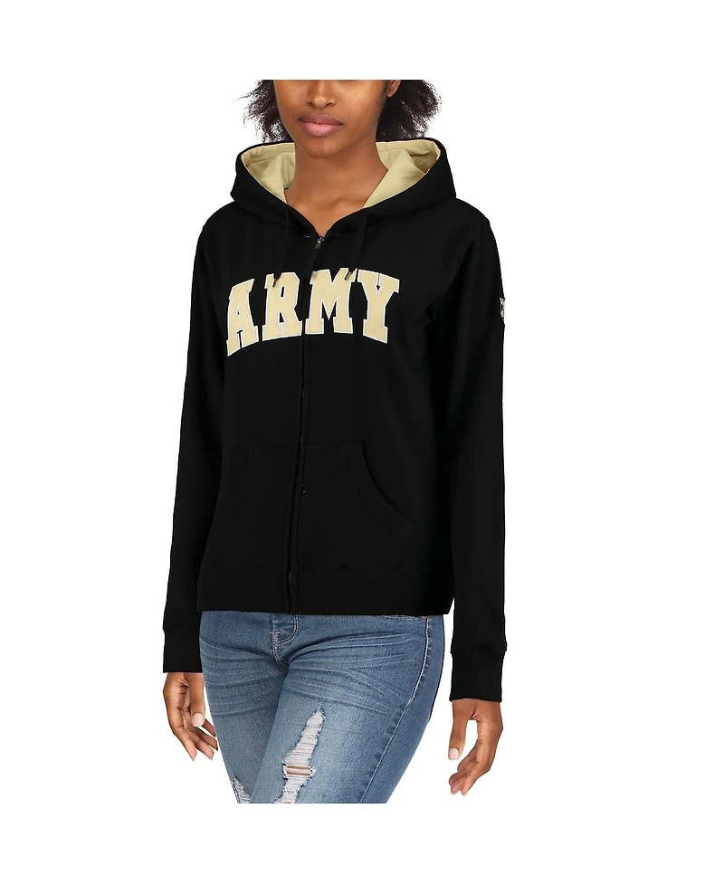 Women's Stadium Athletic Black Army Knights Helmet Arched Name Full-Zip Sweatshirt