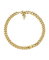 Michael Kors Women's Statement Link Necklace 14K Gold Plated Brass with Clear Stones