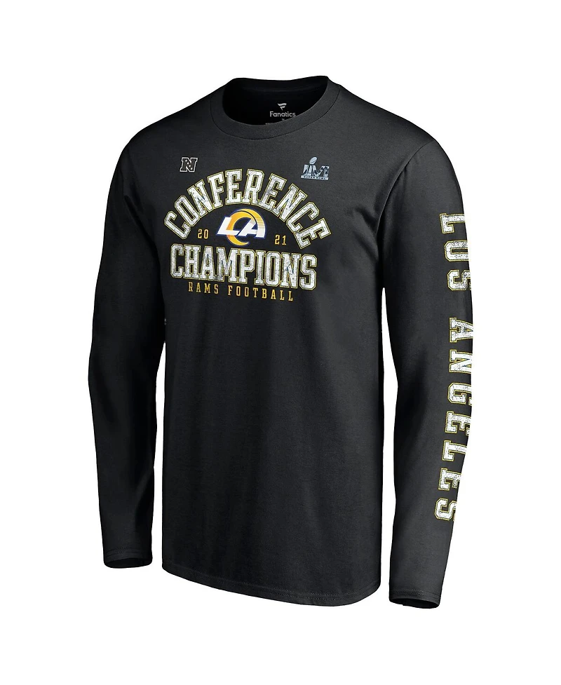 Men's Fanatics Black Los Angeles Rams 2021 Nfc Champions Vintage-Like Long Sleeve T-shirt