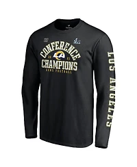 Men's Fanatics Black Los Angeles Rams 2021 Nfc Champions Vintage-Like Long Sleeve T-shirt