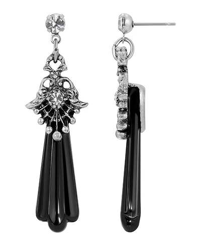 2028 Women's Crystal and Jet Drop Earring