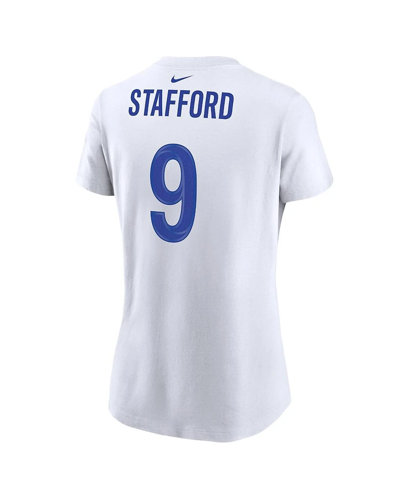 Women's Nike Matthew Stafford White Los Angeles Rams Super Bowl Lvi Bound Name and Number T-shirt