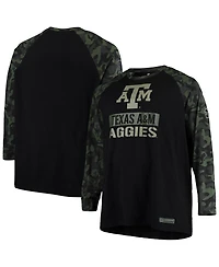 Men's Colosseum Black, Camo Texas A&M Aggies Oht Military-Inspired Appreciation Big and Tall Raglan Long Sleeve T-shirt