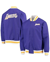 Men's Los Angeles Lakers Purple Mitchell & Ness Hardwood Classics 75th Anniversary Authentic Warmup Full-Snap Jacket