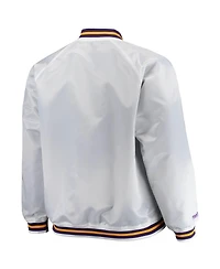 Men's Mitchell & Ness White Los Angeles Lakers Big and Tall Hardwood Classics Raglan Satin Full-Snap Jacket