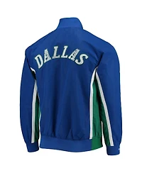 Men's Dallas Mavericks Blue Mitchell & Ness Hardwood Classics 75th Anniversary Authentic Warmup Full-Snap Jacket