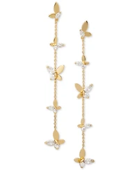 Kate Spade New York Gold-Tone Crystal Social Butterfly Linear Earrings
