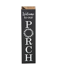 Glitzhome 30" Double Sided Solid Boxed 'Welcome to our Porch' Porch Sign