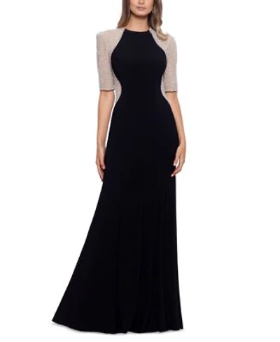 Xscape Womens Beaded Sleeve Scuba Crepe Gown