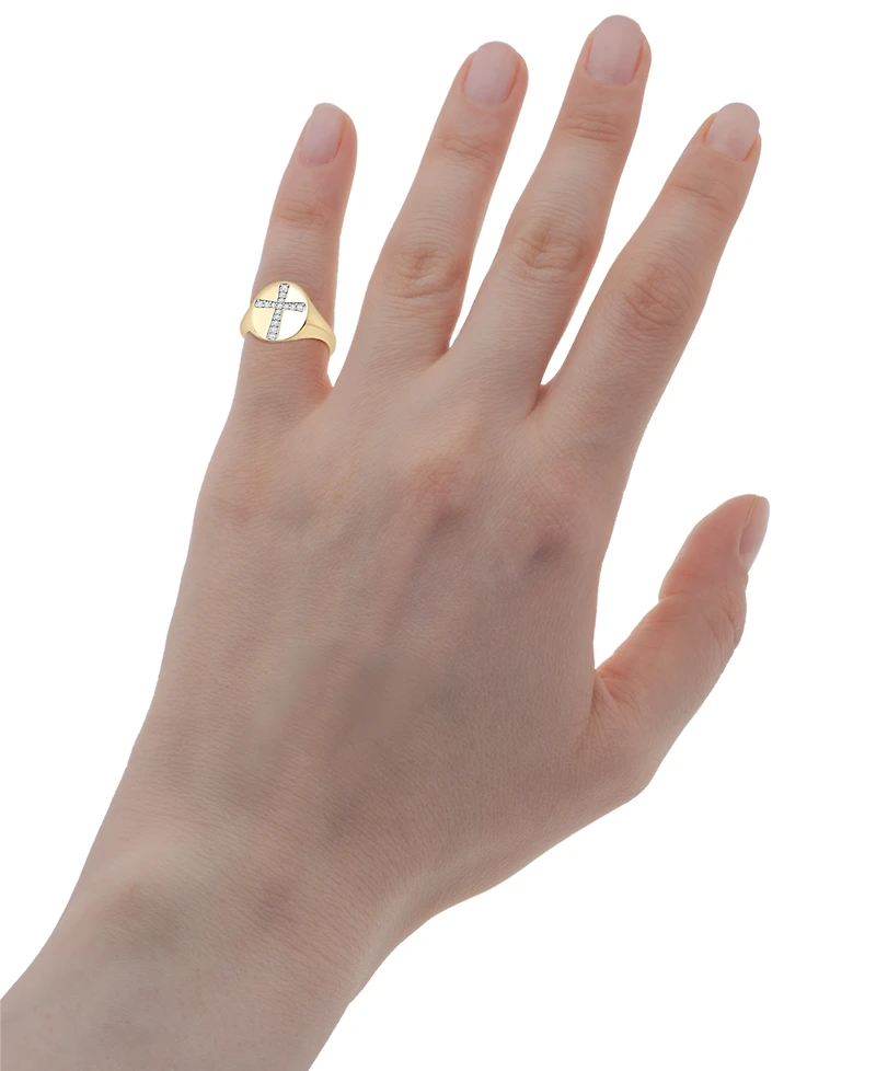 Wrapped Diamond Cross Ring (1/7 ct. t.w.) 14k Gold, Created for Macy's