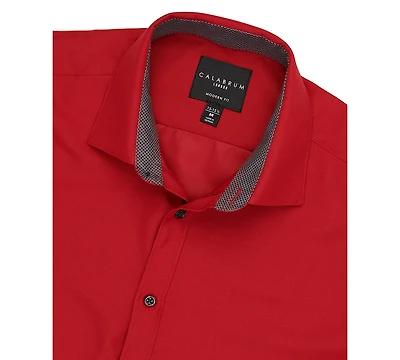 Calabrum Men's Regular Fit Solid Wrinkle Free Performance Dress Shirt