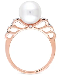 Cultured Freshwater Pearl (9mm) & Diamond (1/8 ct. t.w.) Ring 10k Rose Gold
