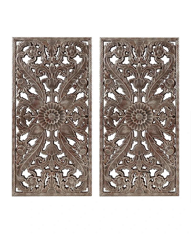 Madison Park Botanical Panel Carved Wall Set, 2 Piece