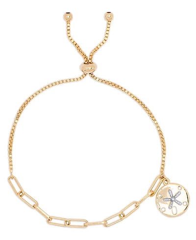 Diamond Accent Sandollar Paperclip Bracelet in 14K Gold Plate