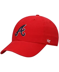 Men's '47 Red Atlanta Braves Team Clean Up Adjustable Hat