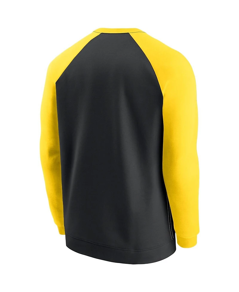 Men's Nike Black, Gold Pittsburgh Steelers Historic Raglan Crew Performance Sweater