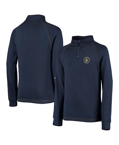Big Boys Stitches Navy Milwaukee Brewers Raglan Quarter-Zip Jacket