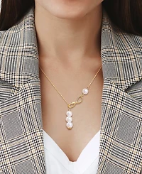 Cultured Freshwater Pearl (8-9mm) Infinity 18" Lariat Necklace in 18k Gold-Plated Sterling Silver