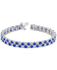 Sapphire (10 ct. t.w.) & Diamond (1 ct. t.w.) Double Row Bracelet in Sterling Silver (Also in Emerald)