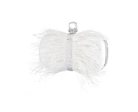 Women's Feather Embellished Minaudiere Clutch