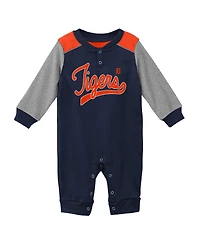 Unisex Newborn Infant Navy and Heathered Gray Detroit Tigers Scrimmage Long Sleeve Jumper