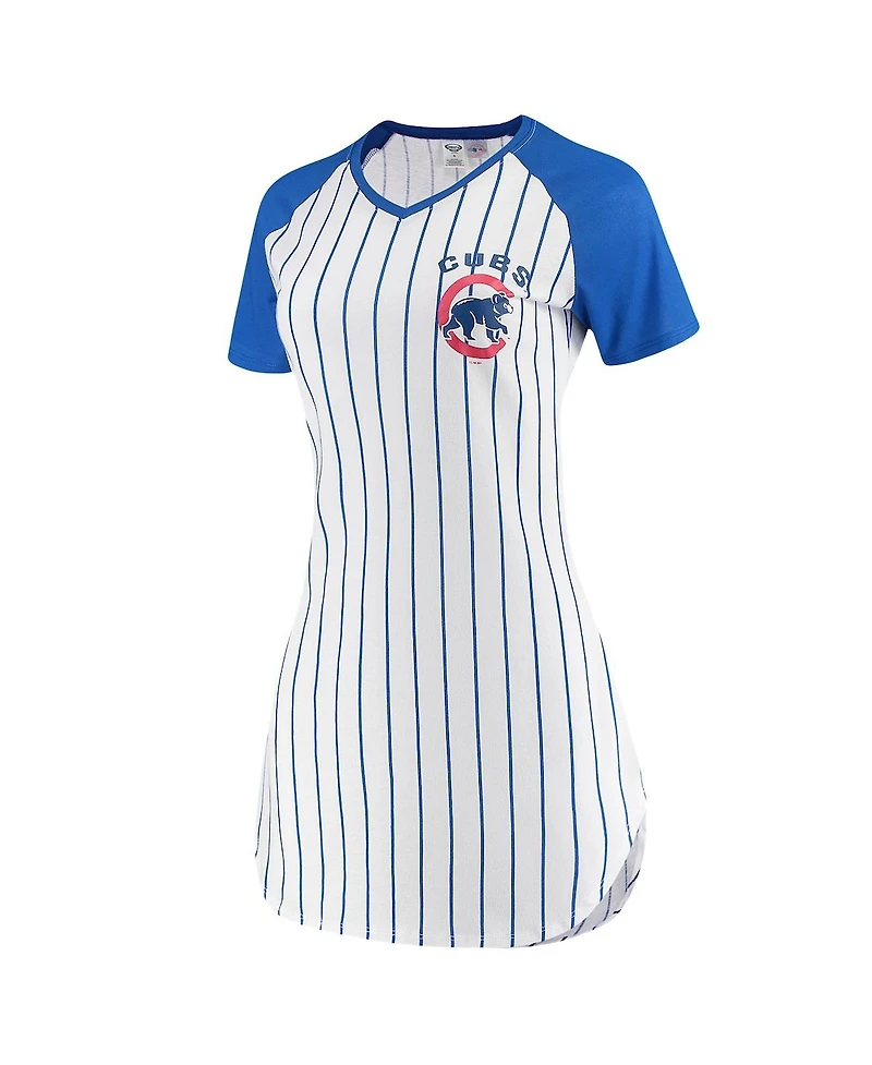 Women's Concepts Sport White Chicago Cubs Vigor Pinstripe Nightshirt