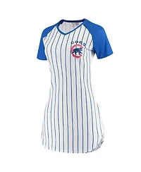 Women's Concepts Sport White Chicago Cubs Vigor Pinstripe Nightshirt