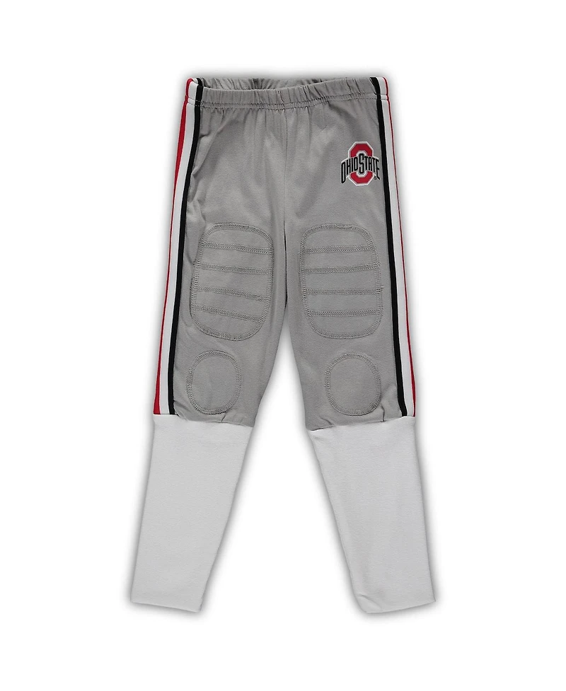 Preschool Boys and Girls Wes & Willy Scarlet Ohio State Buckeyes Football V-Neck T-shirt and Pants Sleep Set