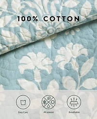 Laura Ashley Rowland Cotton Reversible 3 Piece Quilt Set, King