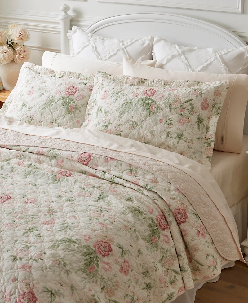 Laura Ashley Breezy Floral Reversible 3 Piece Quilt Set, King