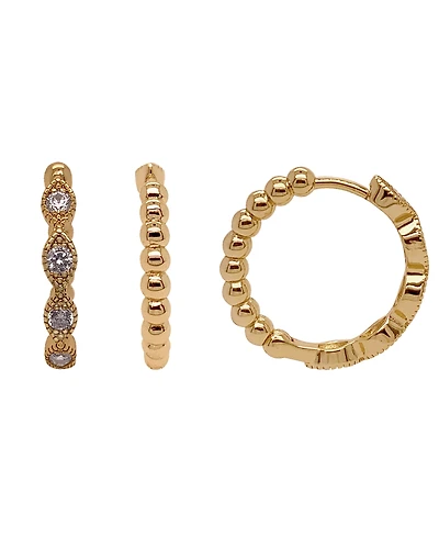 18K Gold Plated Reversible Hoop Earrings