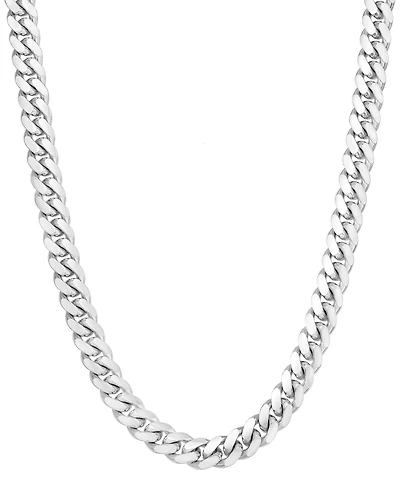 Men's Solid Cuban Link 24" Chain Necklace in Sterling Silver