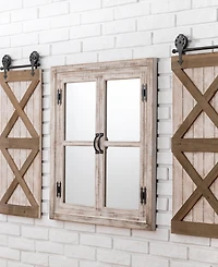 Glitzhome Oversized Farmhouse Wood Window Frame Wall Mirror
