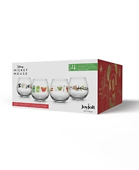 JoyJolt Disney Mickey Mouse 15 oz Joy O Joy Stemless Wine Glass, Set of 4